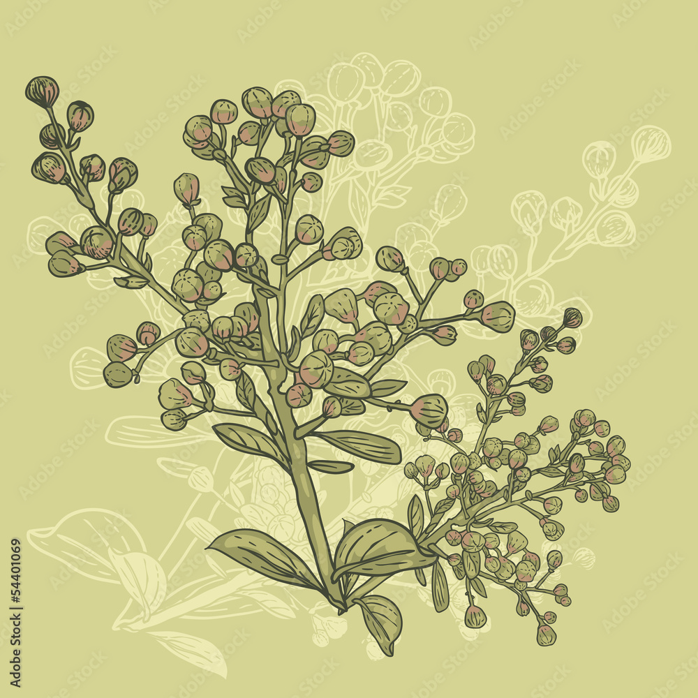 Plakat Floral ornament with branches in vintage style