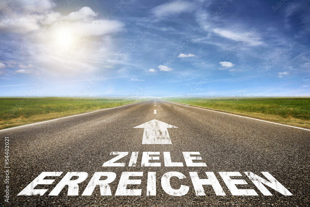 Naklejka premium Straße mit Ziele erreichen