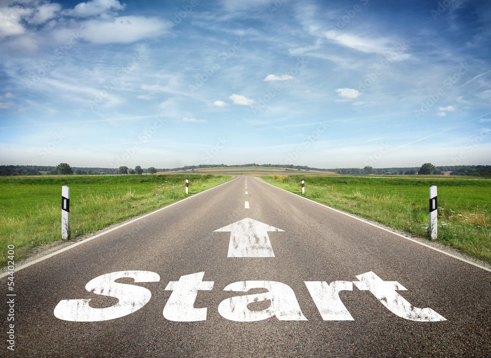 Obraz premium Strasse mit dem Wort Start