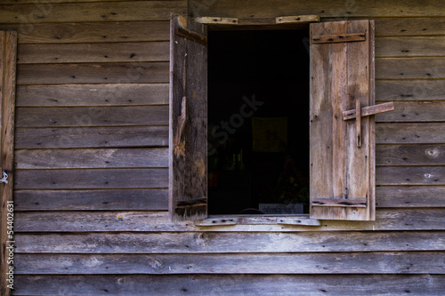 Wooden windows and wall