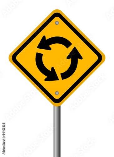 Traffic circle road sign, vector illustration