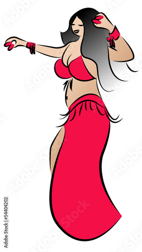 belly dancer performing, vector