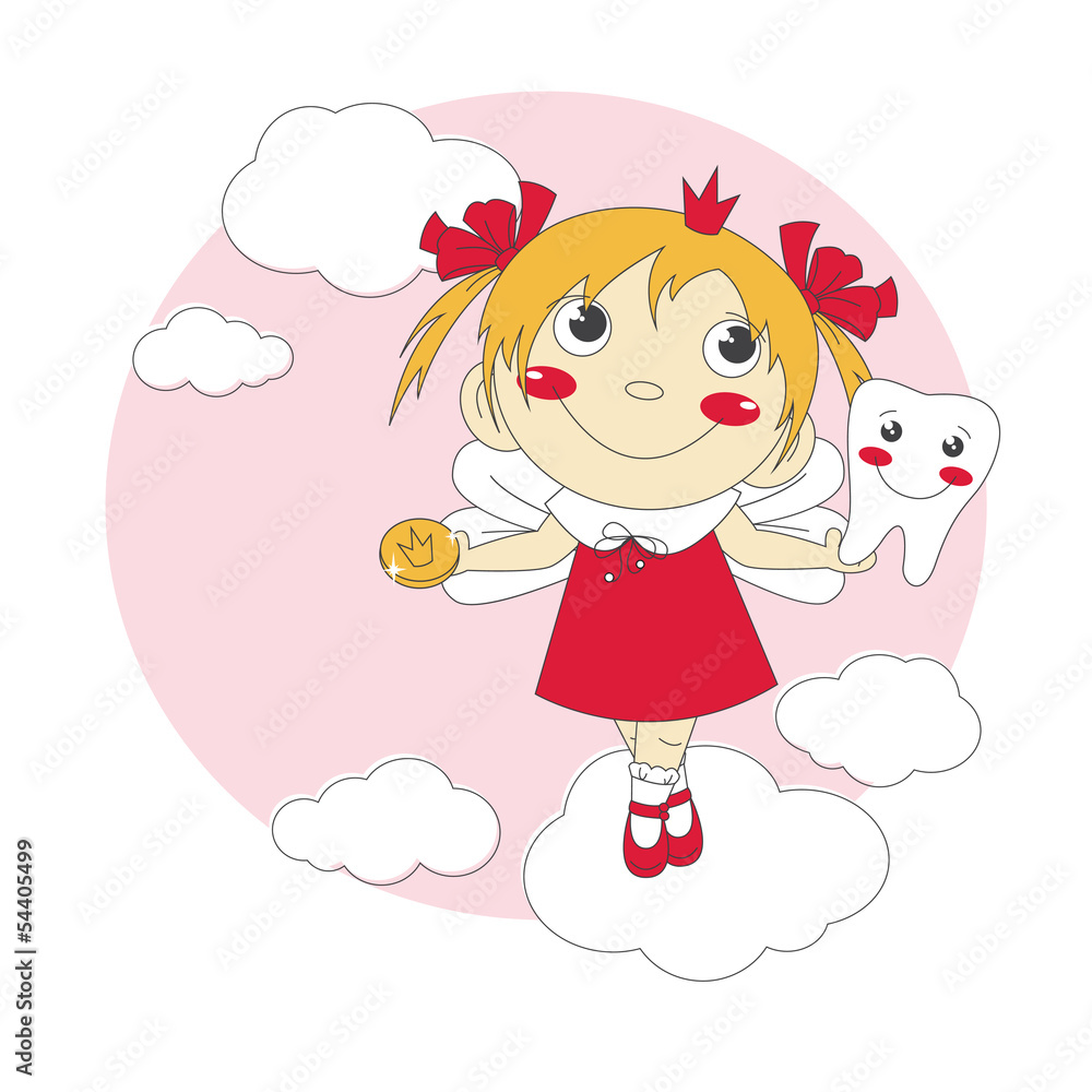 Vector illustration of cute little tooth fairy. Vector illustration of cute little tooth fairy.