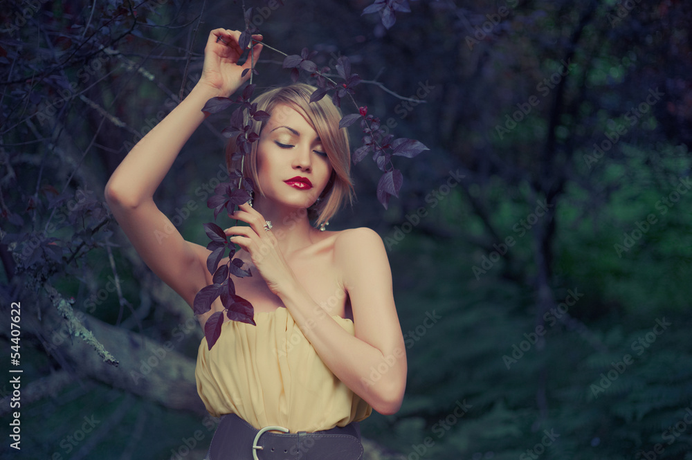 Beautiful lady in fairy forest Beautiful lady in fairy forest