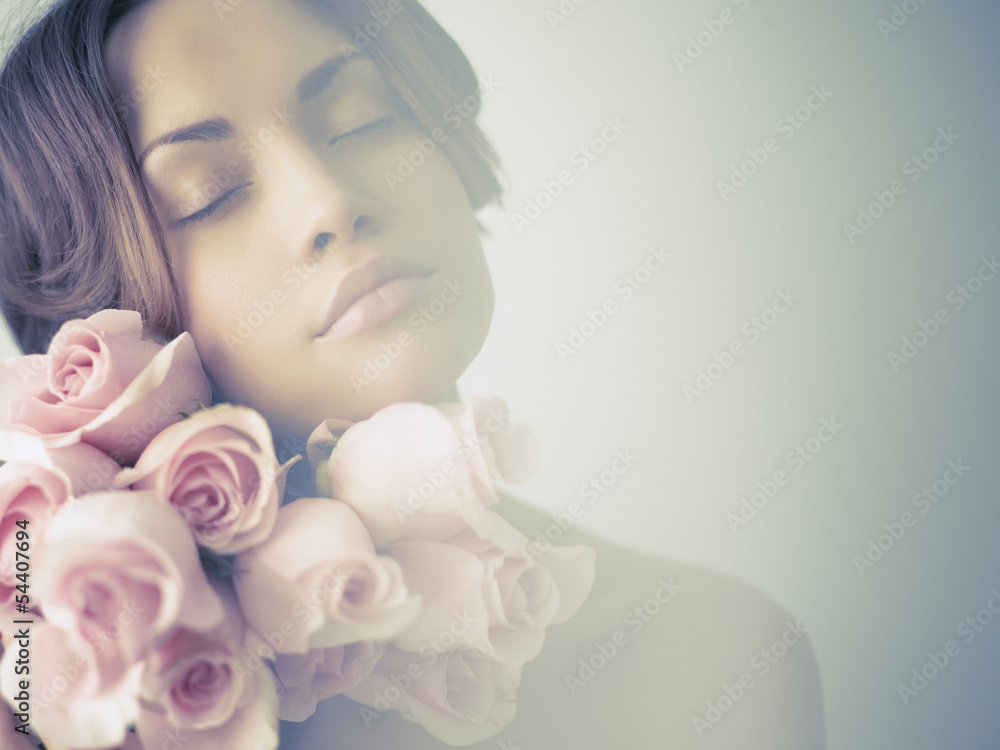 Charming lady with roses Charming lady with roses