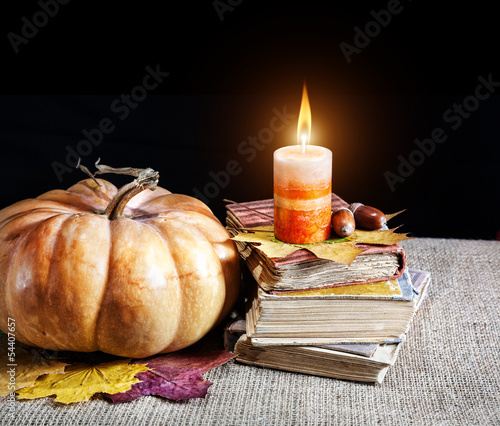 Pumpkin and books photo