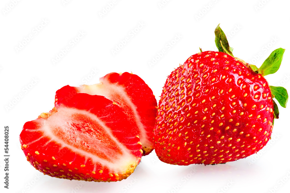 whole and sliced ripe strawberries whole and sliced ripe strawberries