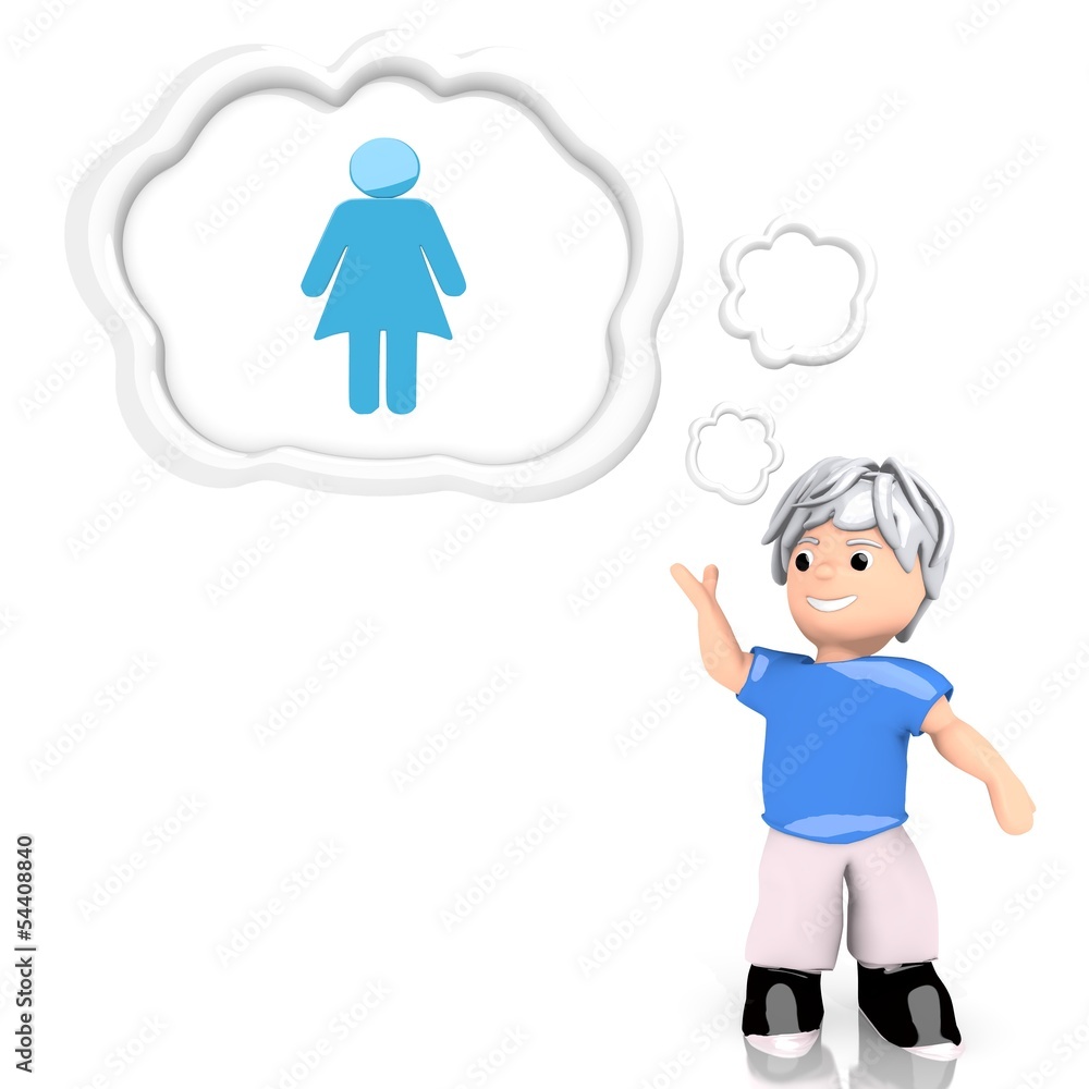 3d render of a isolated woman symbol thought by a 3d character 3d render of a isolated woman symbol thought by a 3d character
