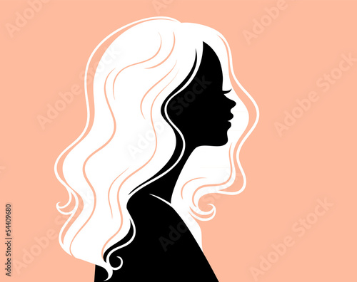Woman's silhouette with beautiful hair