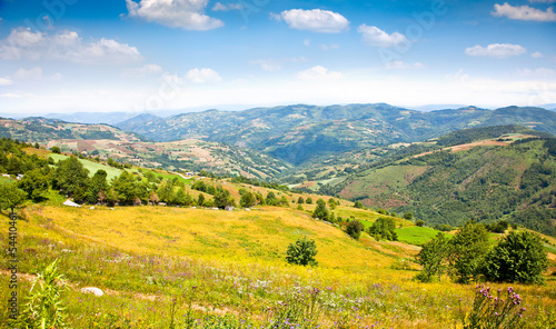 idyllic rural landscape on the slopes of Ivanjica, Serbia.