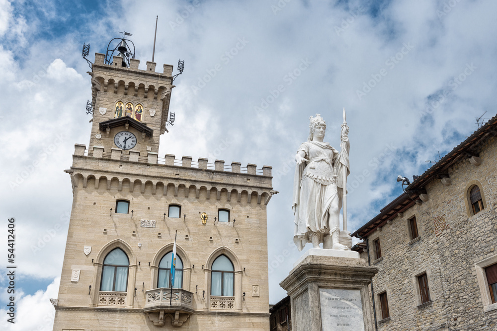 Liberty statue and public palace, San Marino republic,