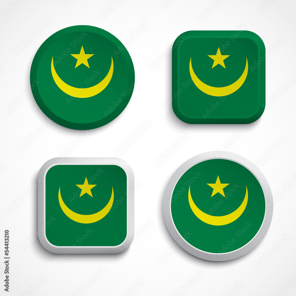 Mauritania flag buttons Mauritania flag buttons