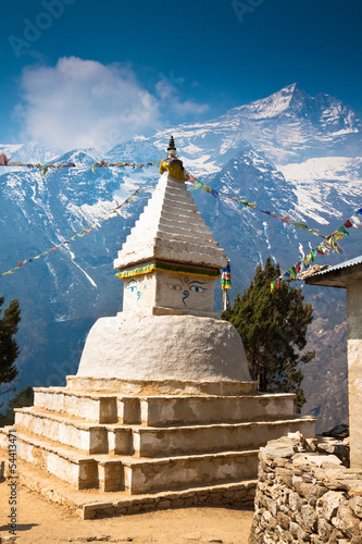 Buddhist stupa with prayer flags. Nepal