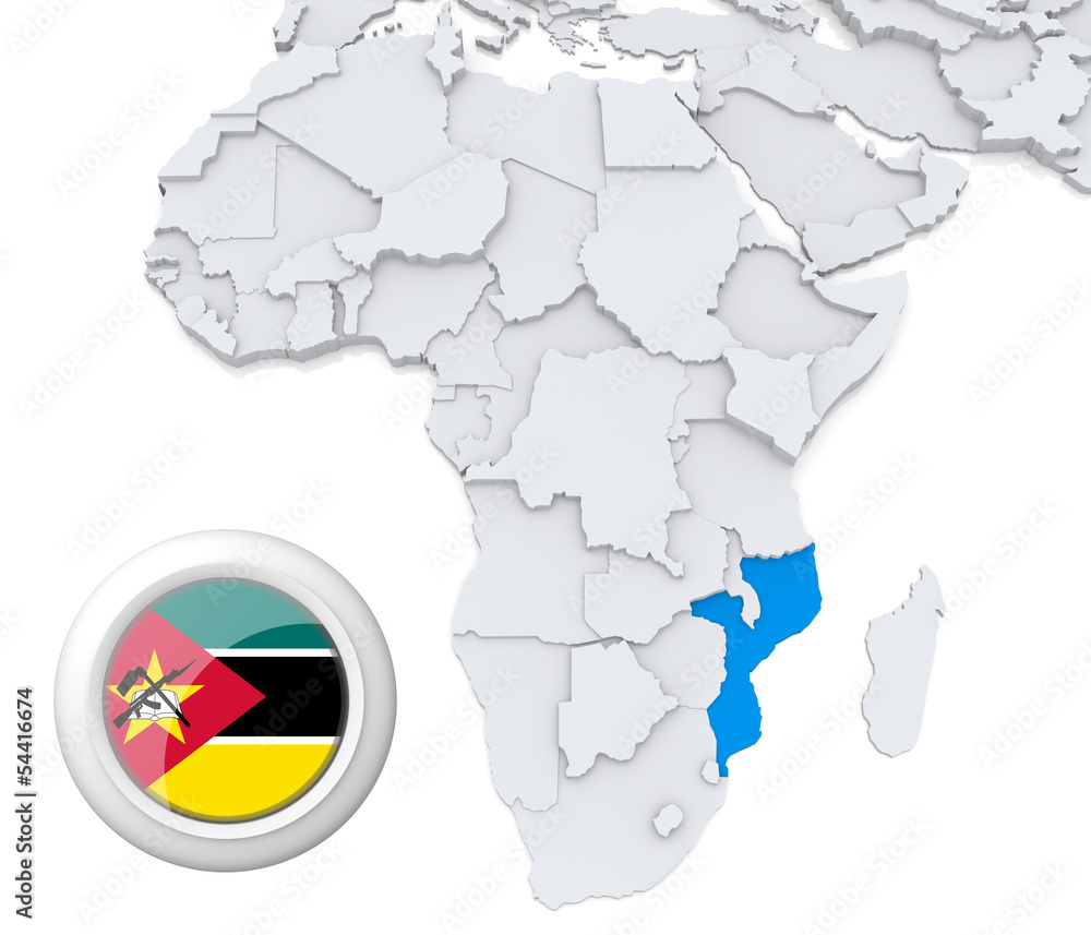 Mozambique on Africa map