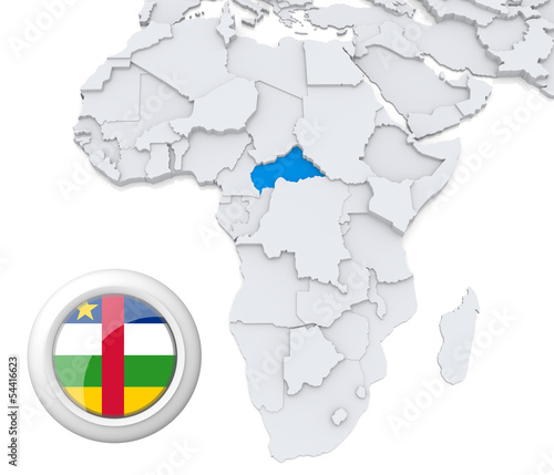 Central African republic on Africa map