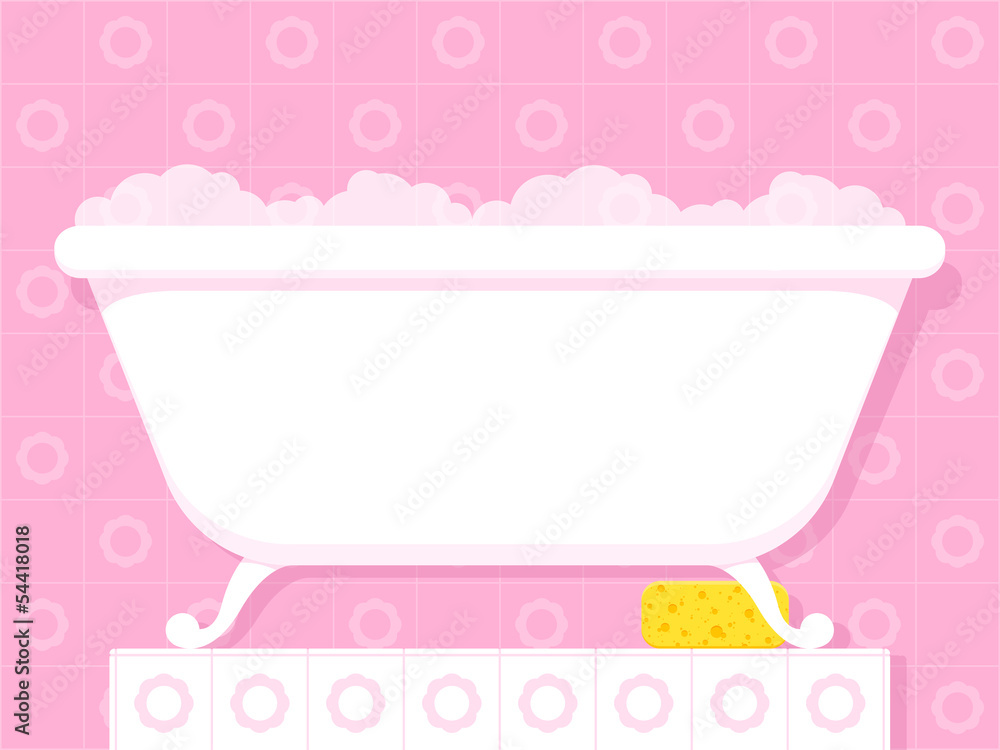 Vintage style bathtub with soapy bubbles