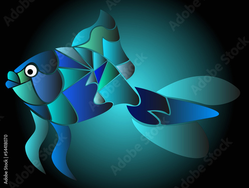 illustrazione di pesce composta con diversi toni di blu