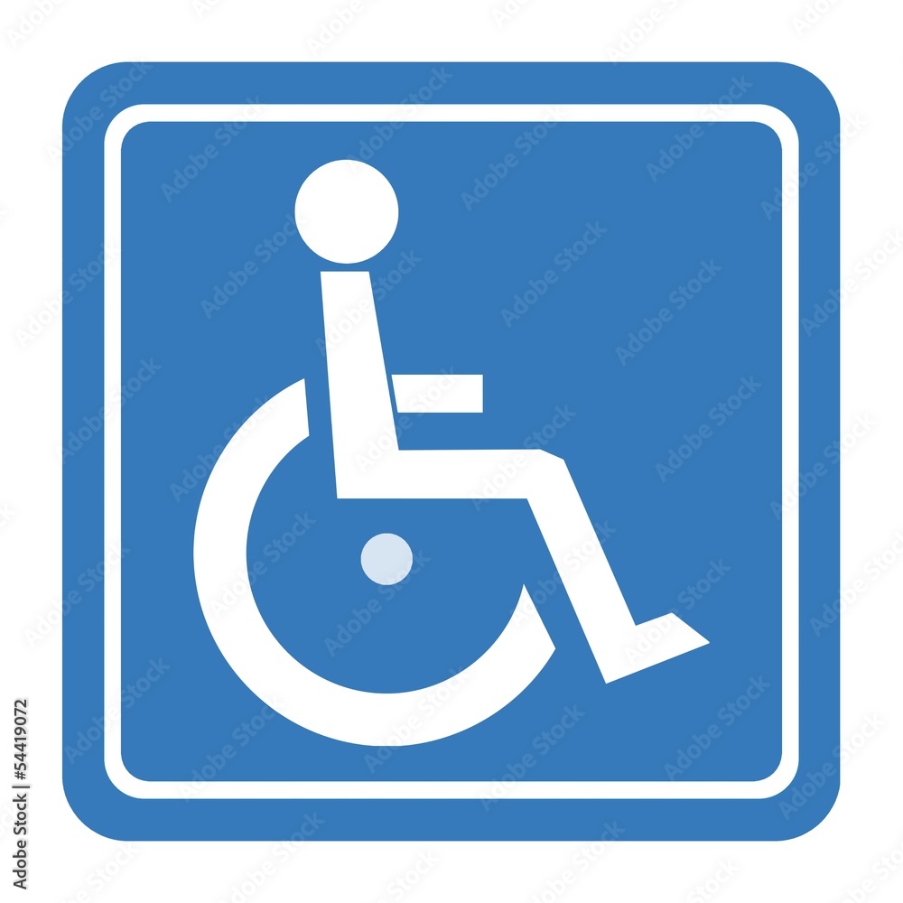Personne handicapée en fauteuil roulant dans un panneau Personne handicapée en fauteuil roulant dans un panneau