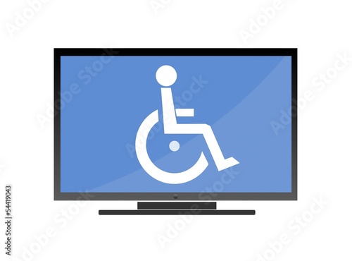 Personne handicapée en fauteuil roulant dans un écran de télévision
