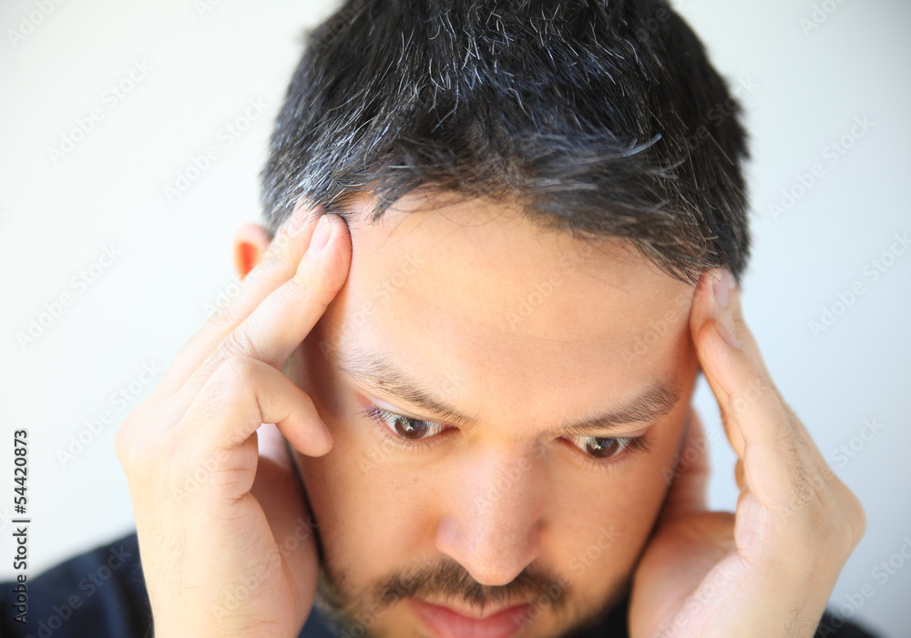 Fototapeta premium temple headache pain in young man