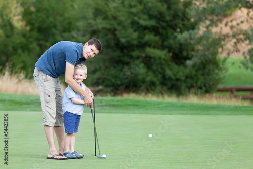 family at golf course