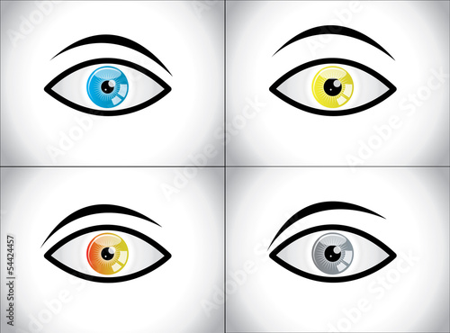 Different Colored Eye emotion Combination concept illustration