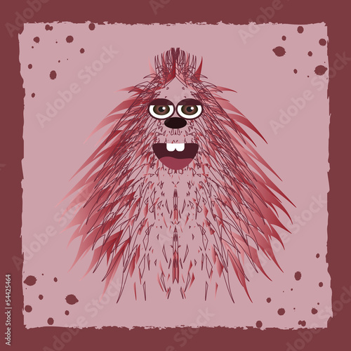 Vector background with pink monster
