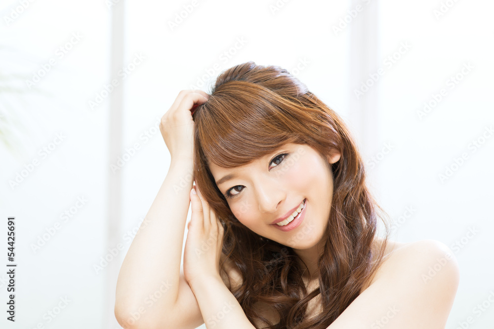 Beautiful young woman relaxing in the room Beautiful young woman relaxing in the room