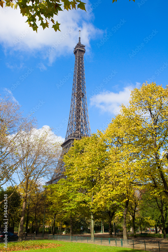 Eiffel Tower at autumn, France