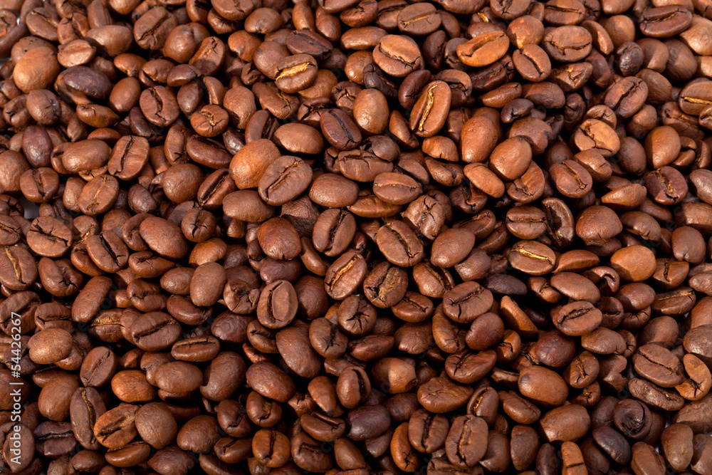 coffee beans close up isolated on white