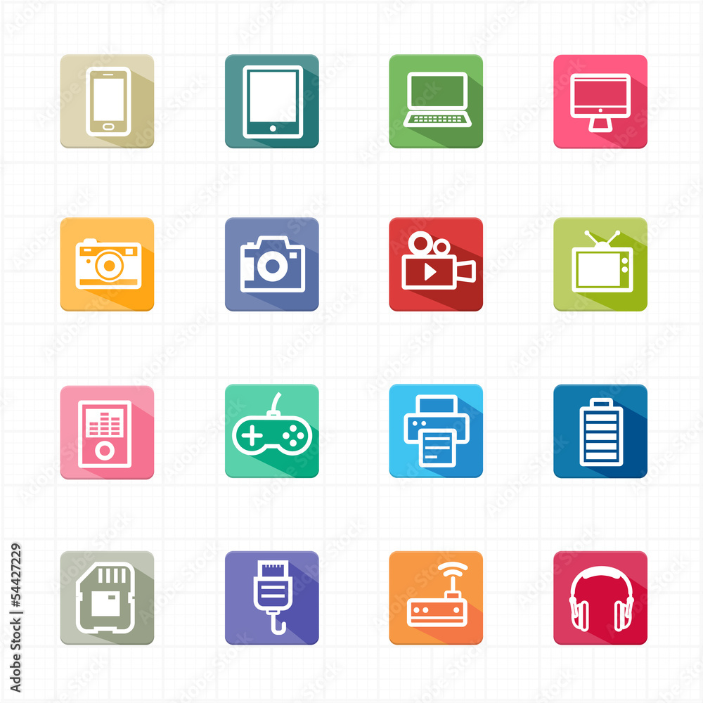 Flat Icons electronic devices and white background Flat Icons electronic devices and white background