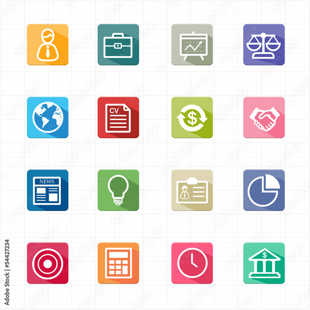 Flat icons business finance and white background Flat icons business finance and white background