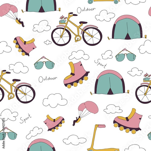 Pattern with a variety of sporting attributes