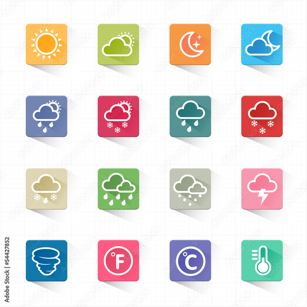 Weather flat icons set and white background Weather flat icons set and white background
