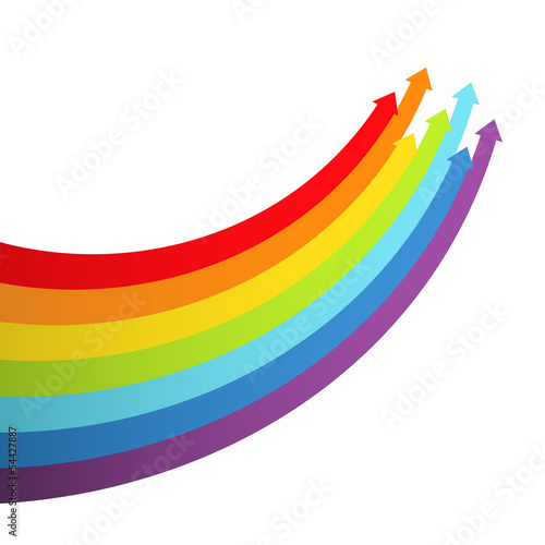 Background with rainbow lines with arrows. Vector.