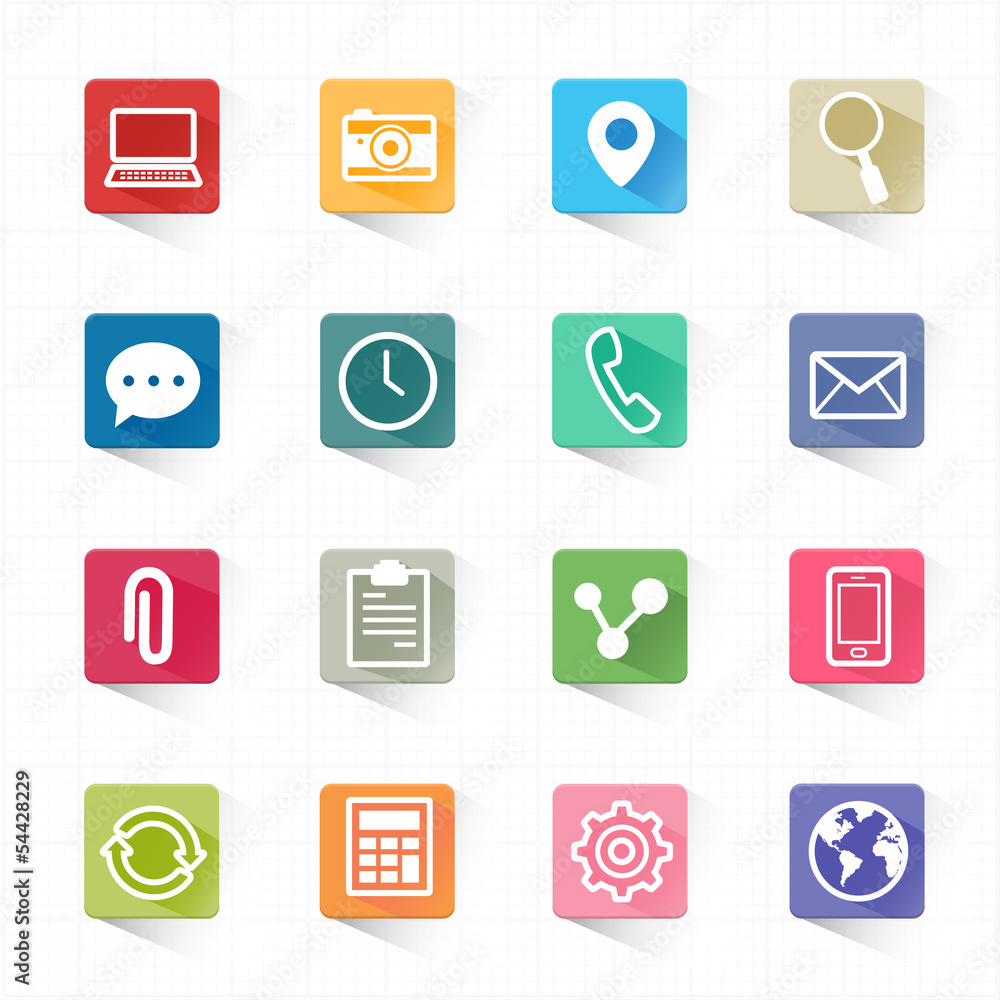 Web mobile applications flat icons set and white background Web mobile applications flat icons set and white background