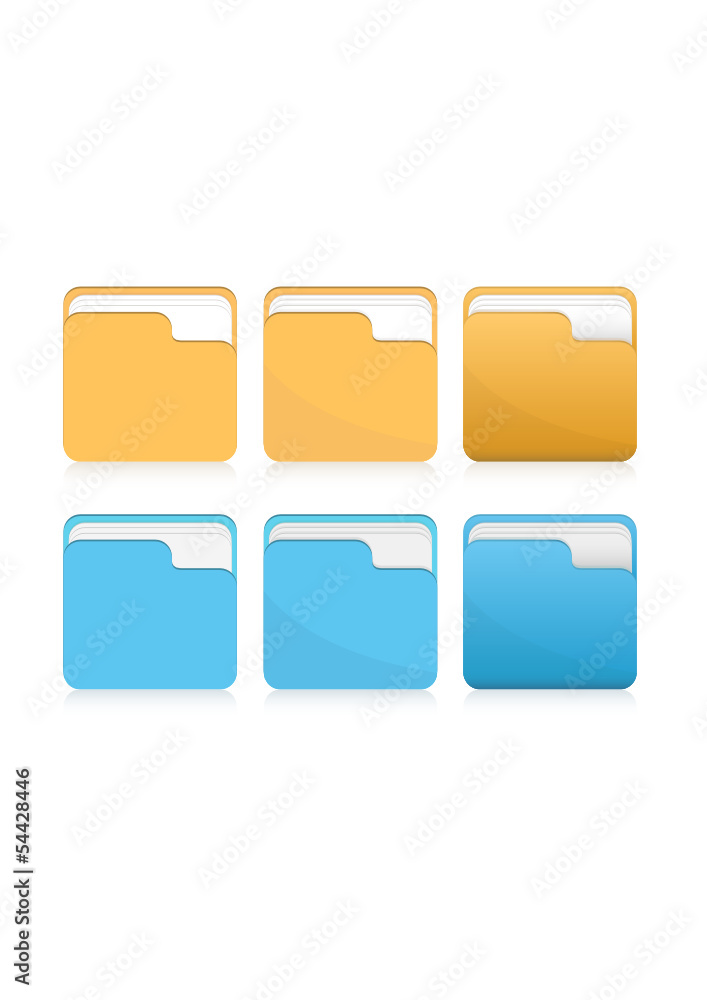 Vector set of orange and blue folder icons Vector set of orange and blue folder icons