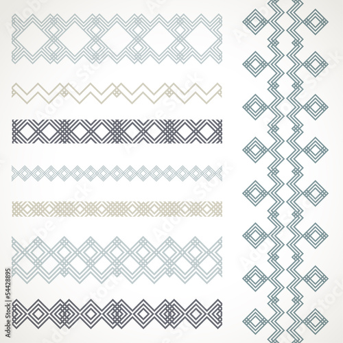 Set of seamless borders. Vector ethnic ornaments.