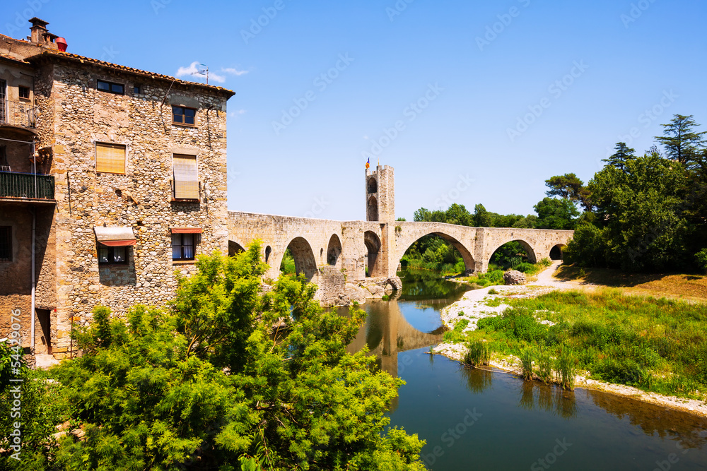 12th-century  bridge over Fluvia river in Besalu