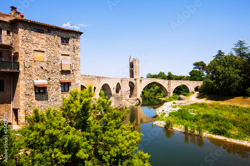 12th-century bridge over Fluvia river in Besalu