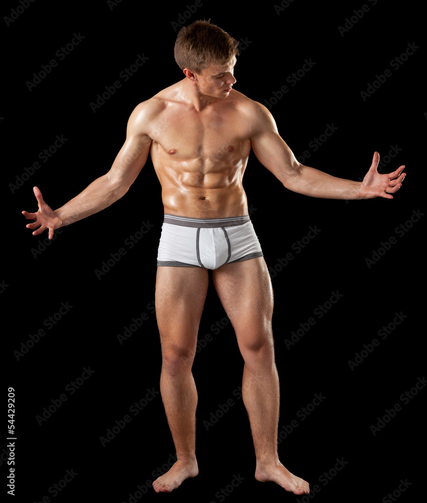 young bodybuilder demonstrates posture