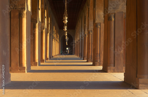 Fotografering The colonnade in Sultan ibn Tulun mosque in Cairo