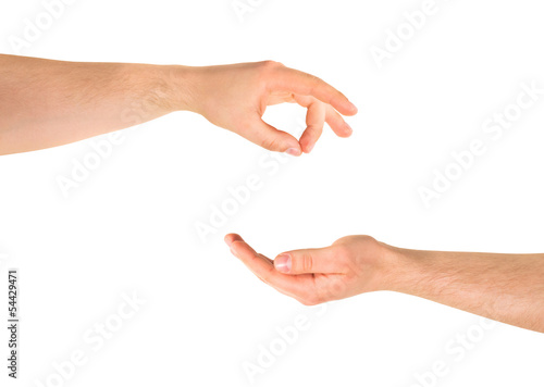 Begging for help hand gesture isolated
