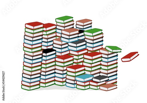 High books stack isolated