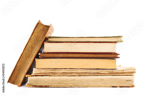 Stack of old books isolated