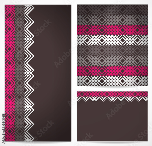 Set of seamless pattern and borders. Vector ethnic ornaments.