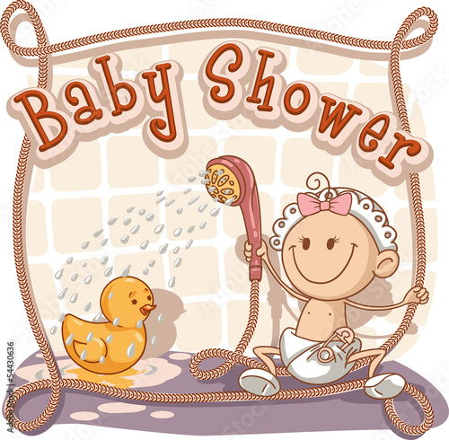 Baby Shower - Vector Cartoon Invitation