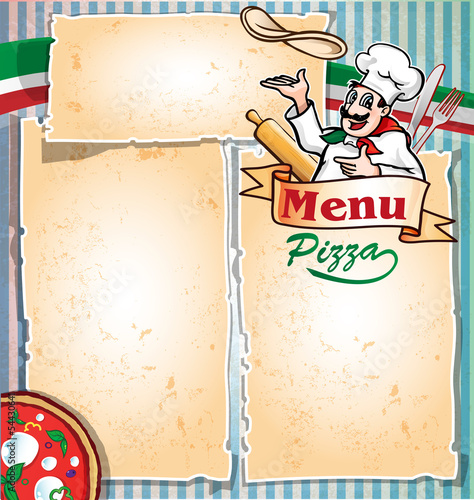 pizza menu with chef