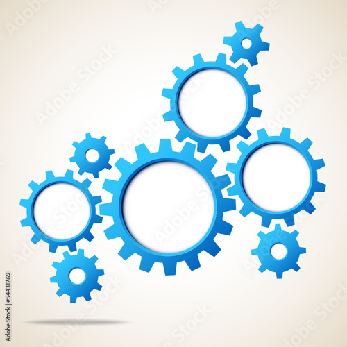 Blue Gears Beige Background