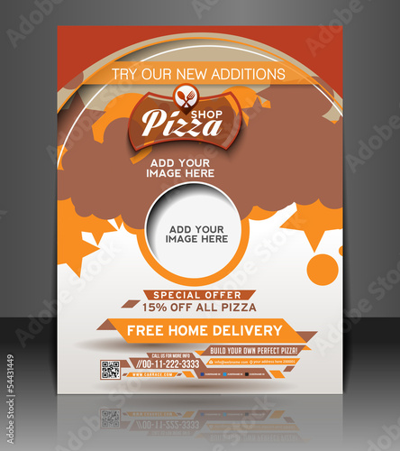 Vector Pizza Shop flyer, magazine cover & poster template.
